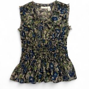 DKNY Multicolor Floral Ruffle Blouse